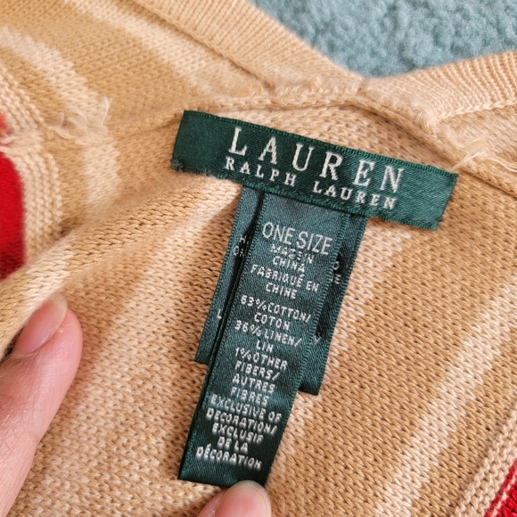 Lauren RL Open Front Oversized Cotton-Linen Blend Cardigan Poncho Wrap - Picture 10 of 11